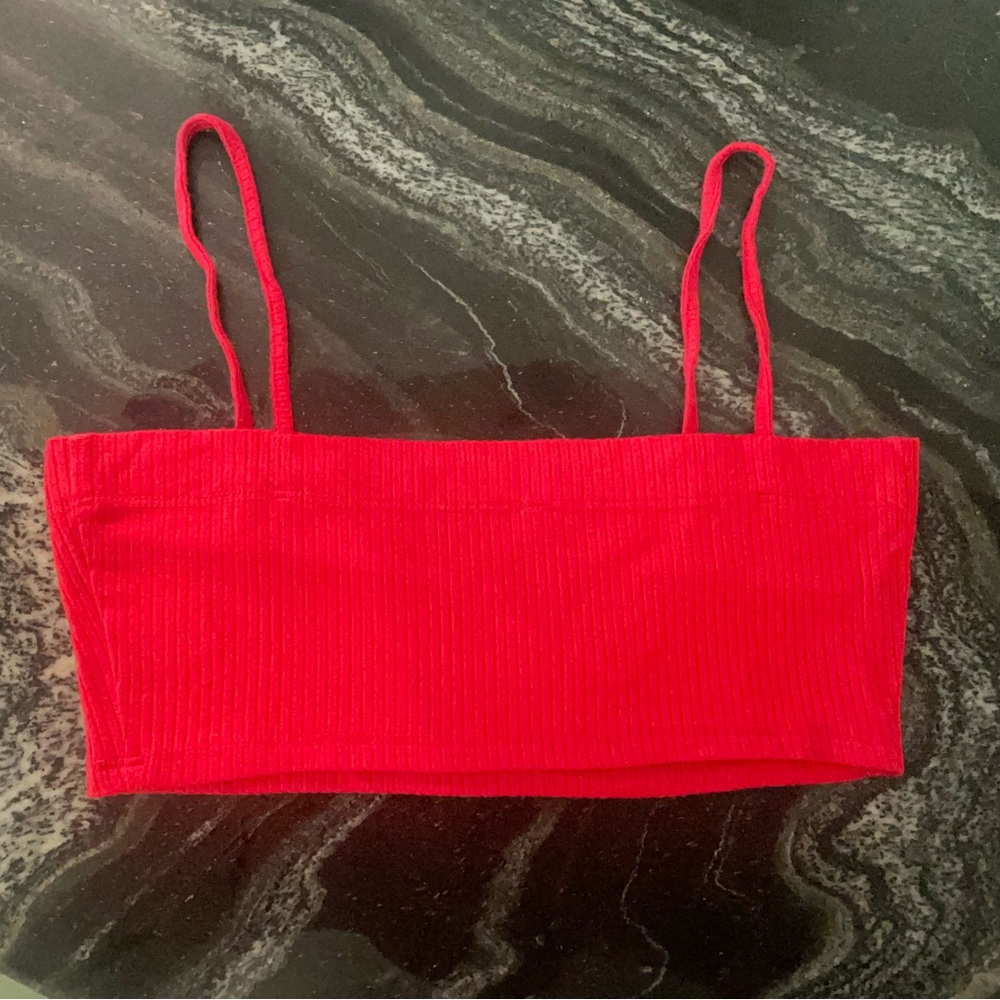 Emma & Sam Red Ribbed Bralette Crop Top